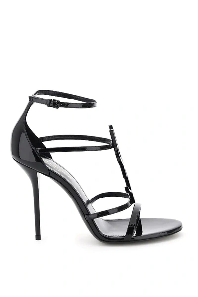 Shop Saint Laurent Cassandra Ysl Sandals 100 In Black