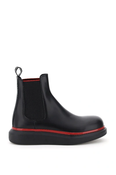 Shop Alexander Mcqueen Chelsea Boots In Black,red