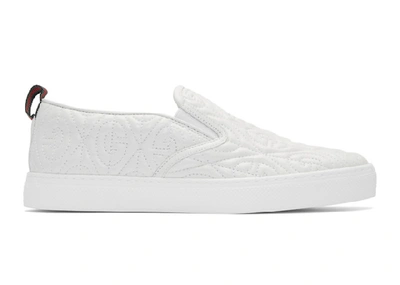 Pre-owned Gucci  G Rhombus Slip-on White