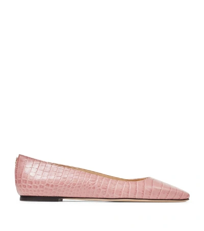 Shop Jimmy Choo Mirele Croc-embossed Flats