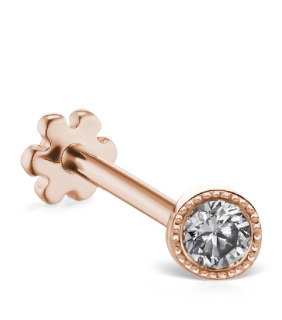 Shop Maria Tash Rose Gold Scalloped Set Diamond Threaded Stud Earring (3mm)