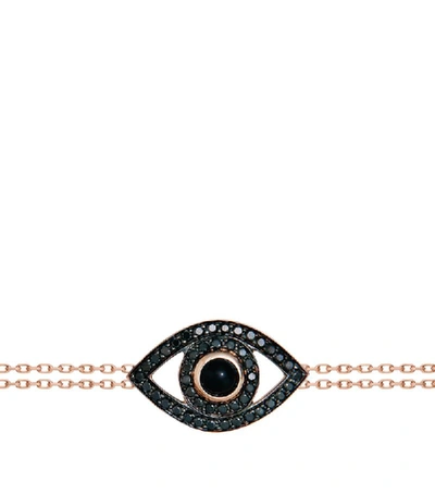 Shop Netali Nissim Rose Gold, Black Diamond And Onyx Protected Bracelet
