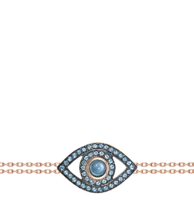 Shop Netali Nissim Rose Gold And Blue Topaz Protected Eye Bracelet
