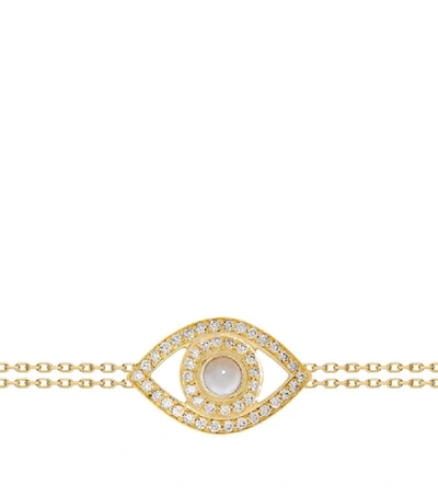Shop Netali Nissim Yellow Gold And Diamond Protected Eye Bracelet