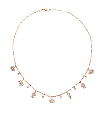 Shop Netali Nissim White Gold And Diamond Charmed Necklace