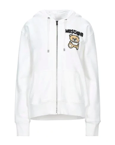 Shop Moschino Hooded Sweatshirt In White