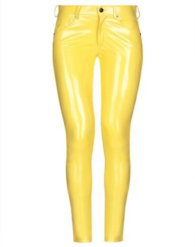 Shop Laneus Woman Pants Yellow Size 2 Polyurethane, Polyester