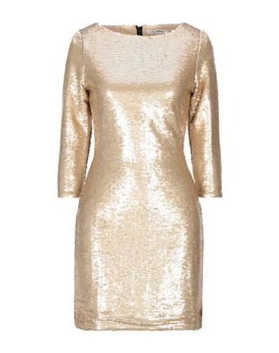 Shop Glamorous Woman Short Dress Gold Size 8 Polyester