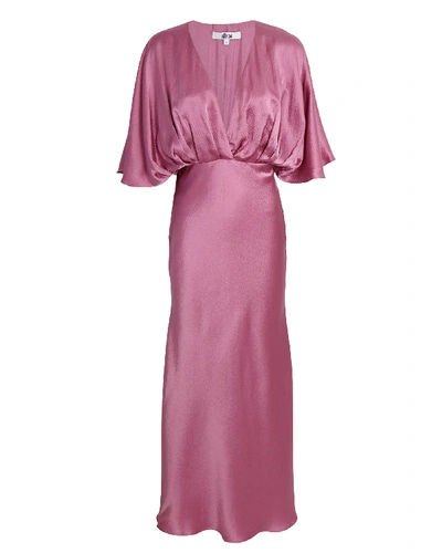 Shop Aiifos Isabelle Silk Midi Dress In Pink