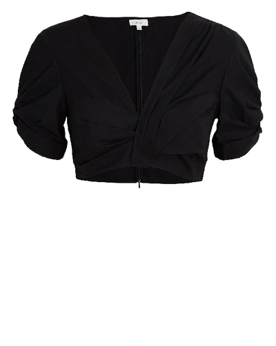 Shop A.l.c . Ryan Puff Sleeve Cotton Crop Top In Black