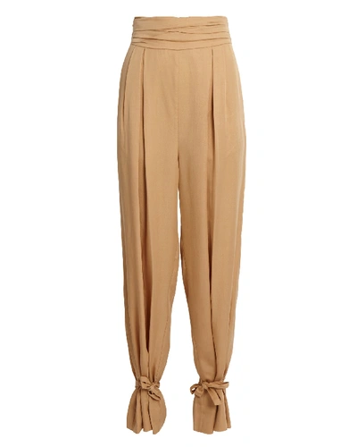 Shop Aiifos Zoe High-rise Frill Pants In Beige