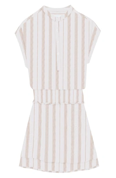 Shop Rails Angelina Smocked Waist Minidress In Latte Stripe
