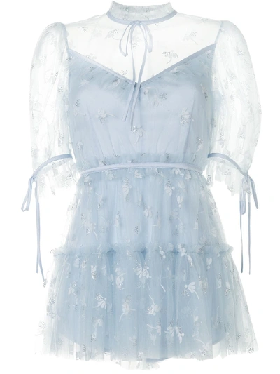 Shop Alice Mccall Moon Lover Floral Embroidered Playsuit In Blue