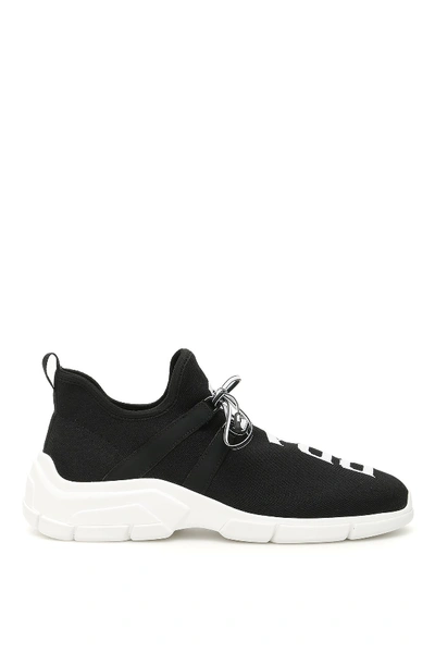 Shop Prada Xy Knit Sneakers In Black