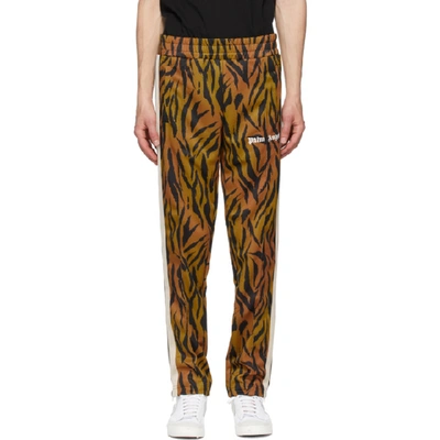 Shop Palm Angels Black And Orange Tiger Track Pants