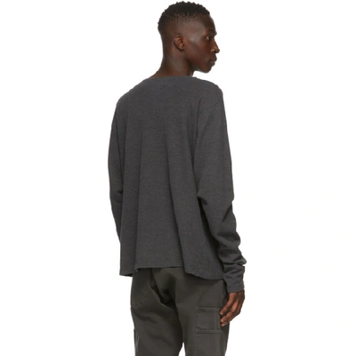 Shop Greg Lauren Grey Thermal Sweatshirt In Black