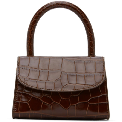 Shop By Far Brown Croc Mini Top Handle Bag In Ne Nutella