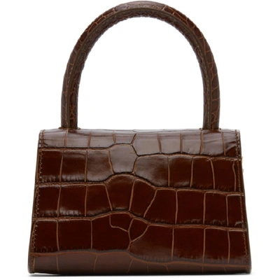 Shop By Far Brown Croc Mini Top Handle Bag In Ne Nutella