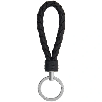 Shop Bottega Veneta Black Intrecciato Loop Keychain In 8803 Black*