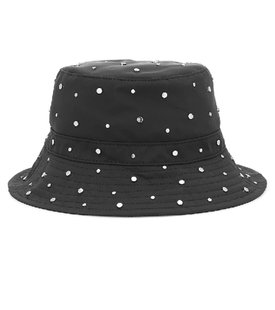 Studded Nylon Bucket Hat In Black
