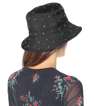 Shop Ganni Studded Bucket Hat In Black