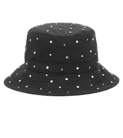Ganni Studded Nylon Bucket Hat In Black | ModeSens