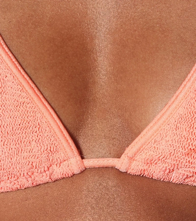 Shop Hunza G Carmen Crinkle Triangle Bikini In Orange