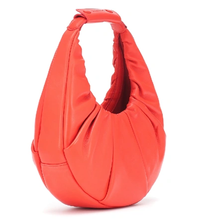 Shop Staud Soft Moon Leather Shoulder Bag In Red