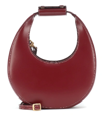 Shop Staud Moon Mini Leather Shoulder Bag In Red