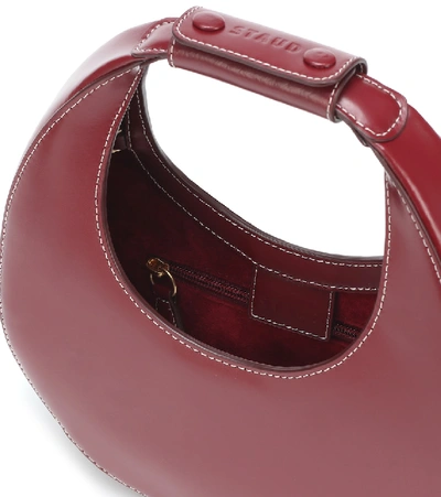 Shop Staud Moon Mini Leather Shoulder Bag In Red