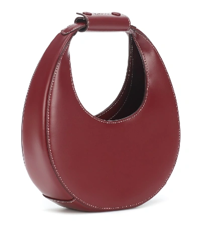 Shop Staud Moon Mini Leather Shoulder Bag In Red