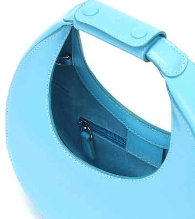 Shop Staud Moon Leather Shoulder Bag In Blue