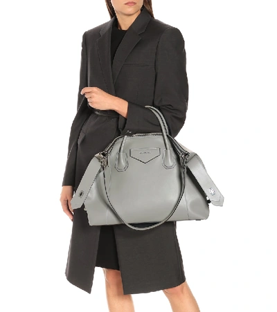 Shop Givenchy Antigona Soft Medium Leather Tote In Grey
