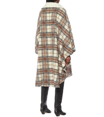 Shop Isabel Marant Étoile Gabin Checked Wool-blend Poncho In Brown