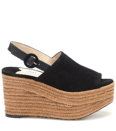 Shop Jimmy Choo Deya 95 Suede Espadrille Wedges In Black