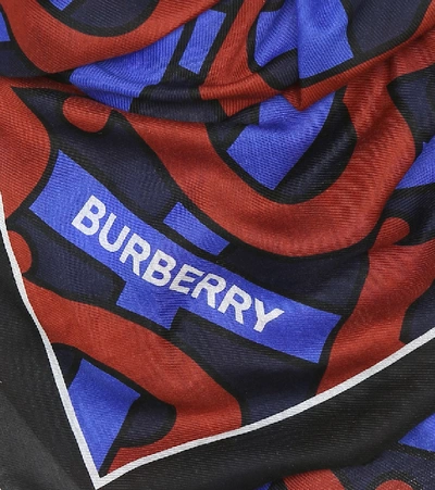 Shop Burberry Monogram Cotton And Silk Scarf In Blue