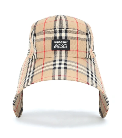 Shop Burberry Vintage Check Cotton-blend Bonnet Cap In Beige