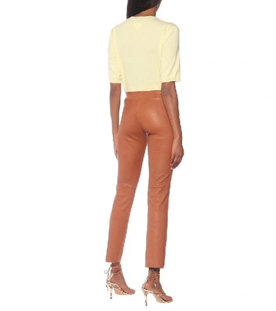 Shop Stouls Jacky Skinny Cropped Leather Pants In Brown