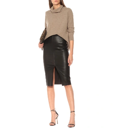 Shop Stouls Ocean Drive Leather Midi Skirt In Black
