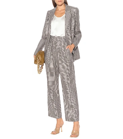 Shop Brunello Cucinelli Checked Linen, Wool And Silk Wide-leg Pants In Brown