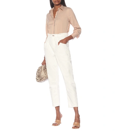 Shop Brunello Cucinelli High-rise Slim Stretch-cotton Jeans In White