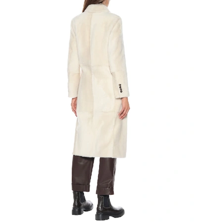 Shop Brunello Cucinelli Double-breasted Shearling Coat In White
