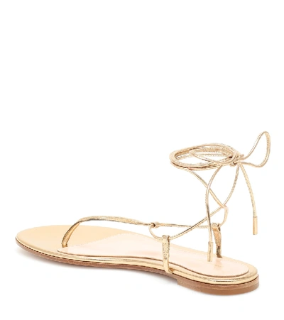 Gianvito Rossi 10mm Metallic Leather Thong Sandals In Gold