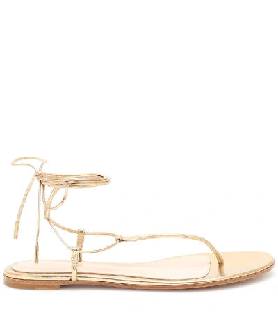 Gianvito Rossi 10mm Metallic Leather Thong Sandals In Gold