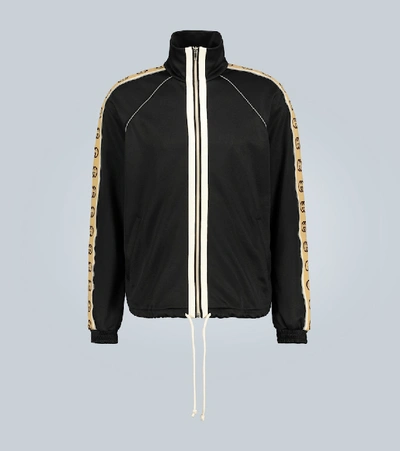 Shop Gucci Oversized Technical Jersey Jacket In Black