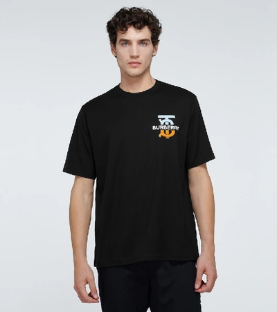 Shop Burberry Ganther Cotton T-shirt In Black