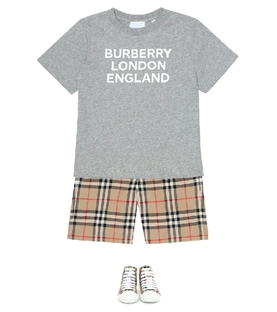 Shop Burberry Logo Cotton-jersey T-shirt In Grey