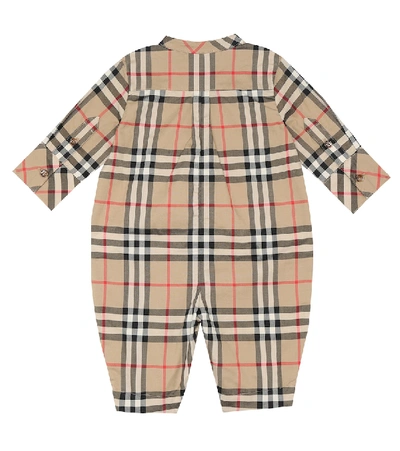 Shop Burberry Pierre Vintage Check Cotton Onesie In Beige