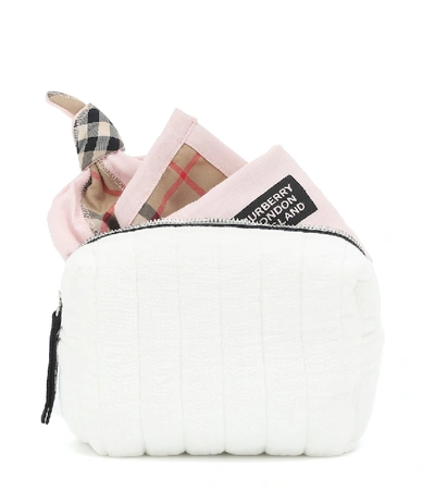 Shop Burberry Baby Cotton Onesie, Hat And Bib Gift Set In Pink