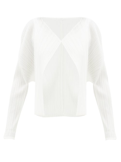 Pleats Please Issey Miyake Technical-pleated Cardigan In White | ModeSens